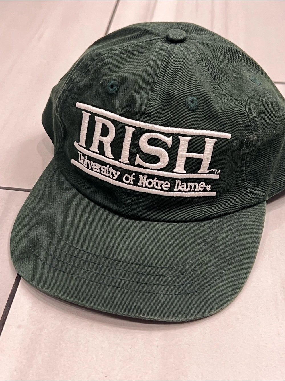 Vtg 90s Notre Dame Fighting Irish Snapback Hat The Game Bar Logo Kelly Green HTF
